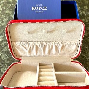 Royce New York leather zipper travel jewelry case - red